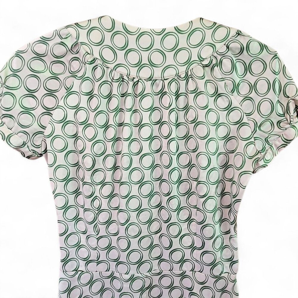 Zara Medium Basic Ivory & Green Circle Print Midi… - image 5